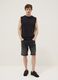 Grey stretch cotton denim Bermuda shorts_1