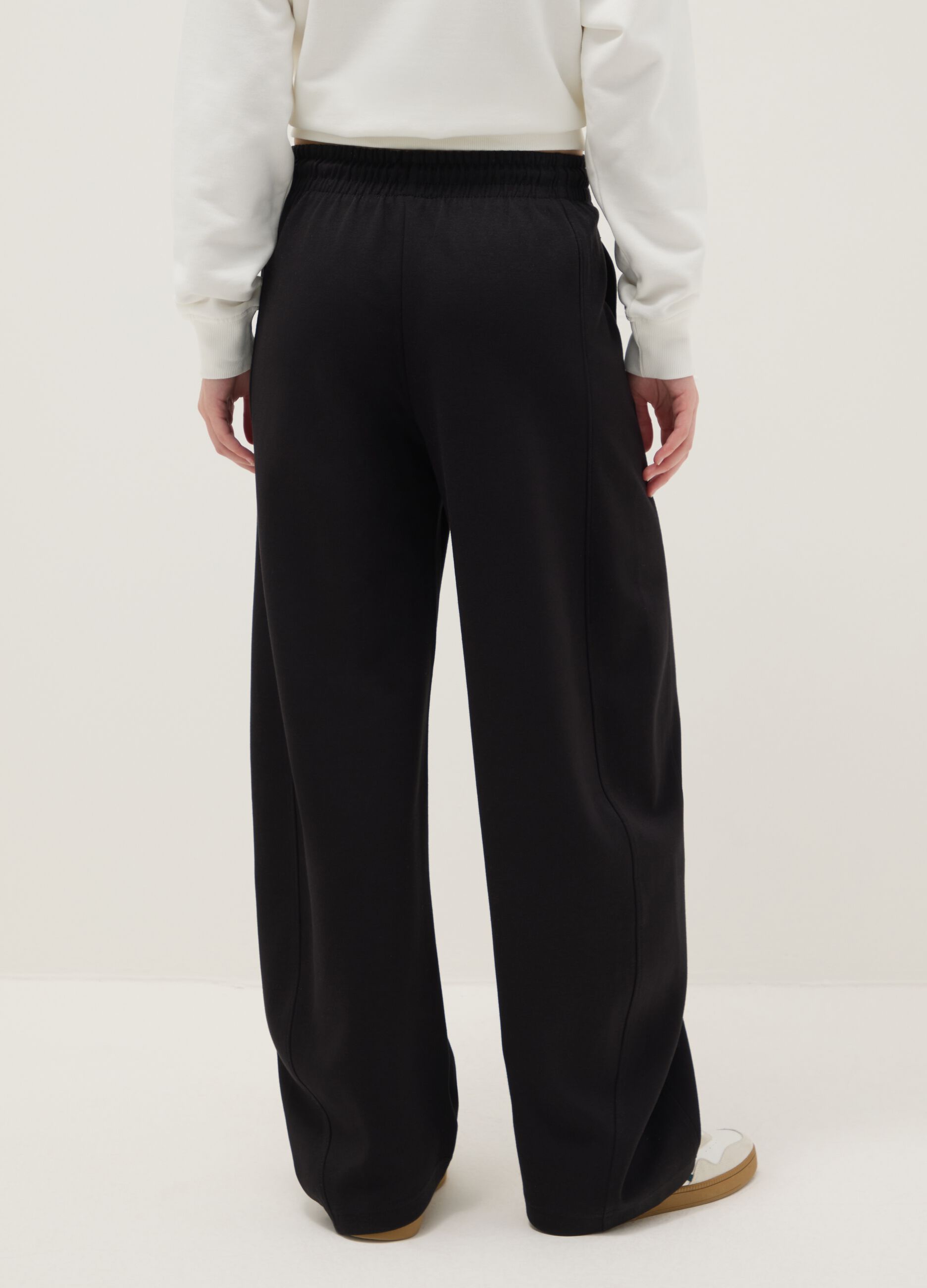 Baggy trousers in stretch cotton black