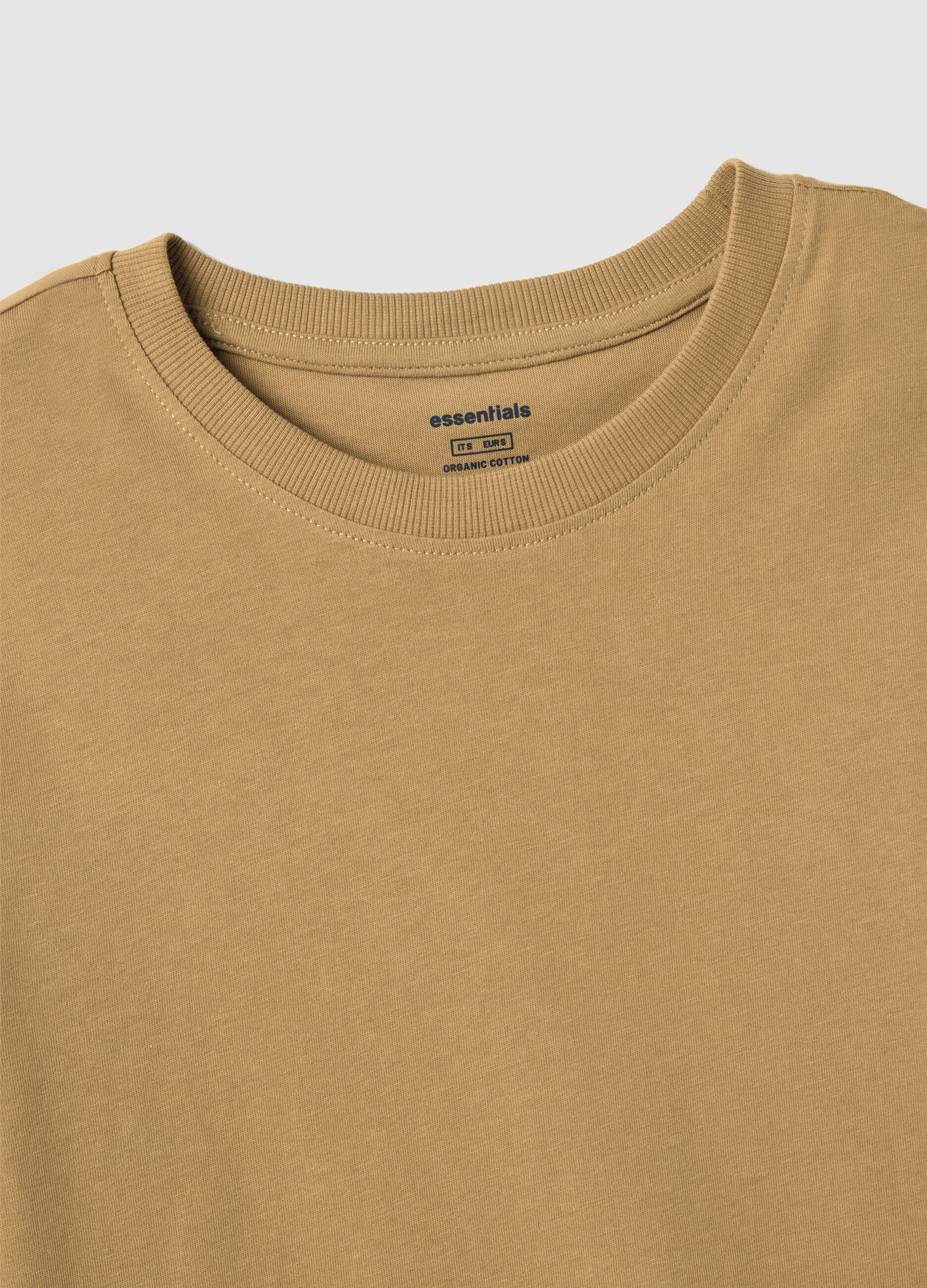 Brown pure cotton regular fit T-shirt