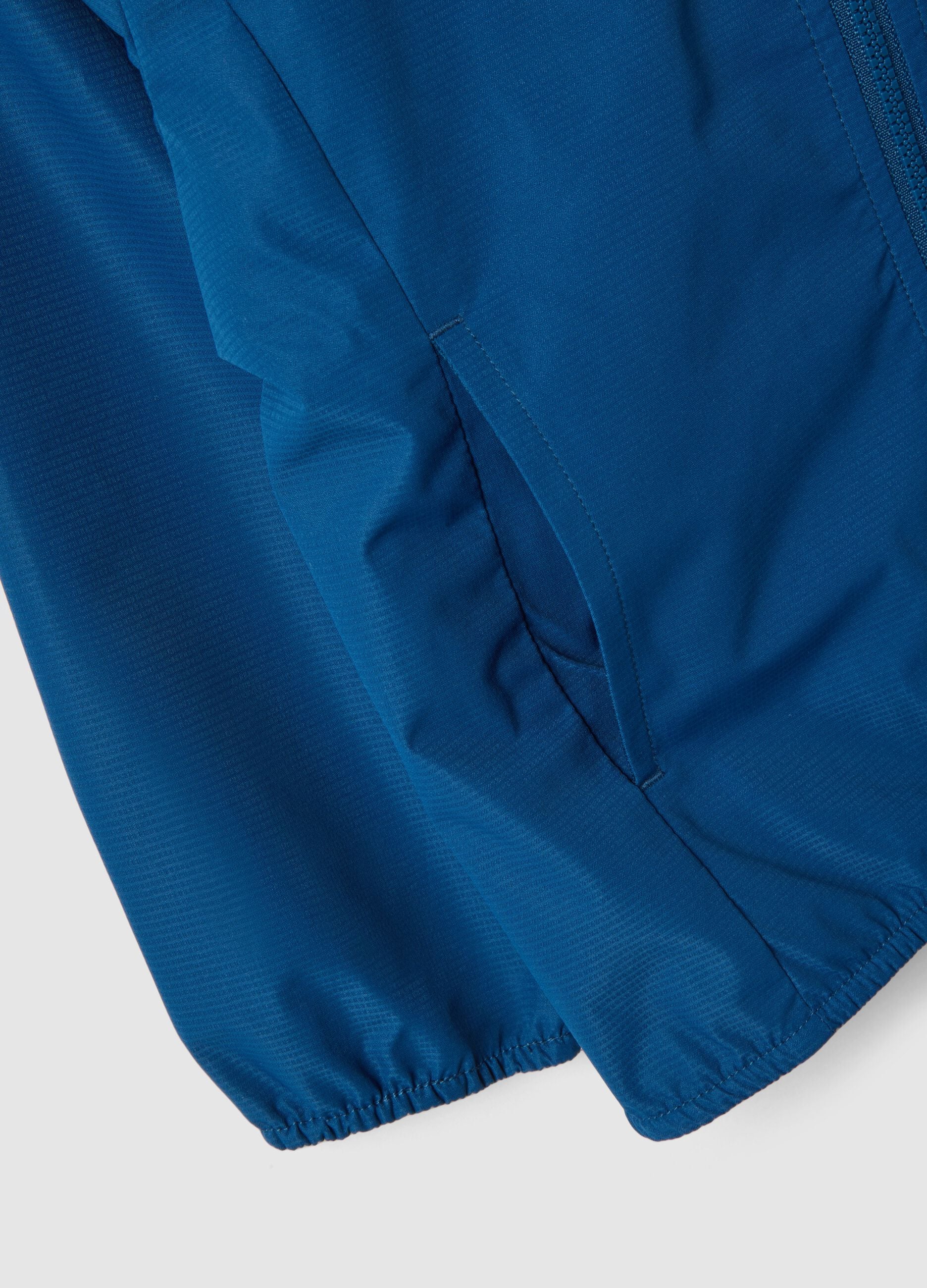 Blue waterproof regular fit jacket with hood and zip for kids