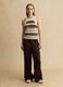 Multicolour striped fitted knitted cotton-blend top_1