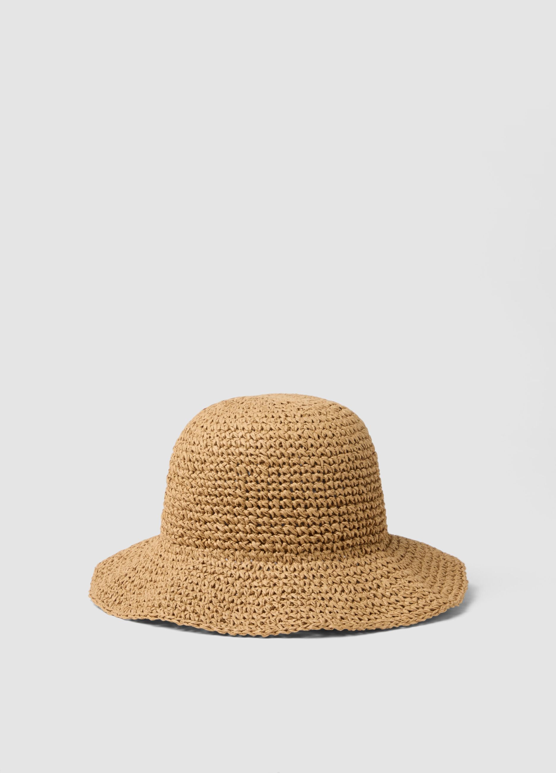 Beige paper fabric cloche hat