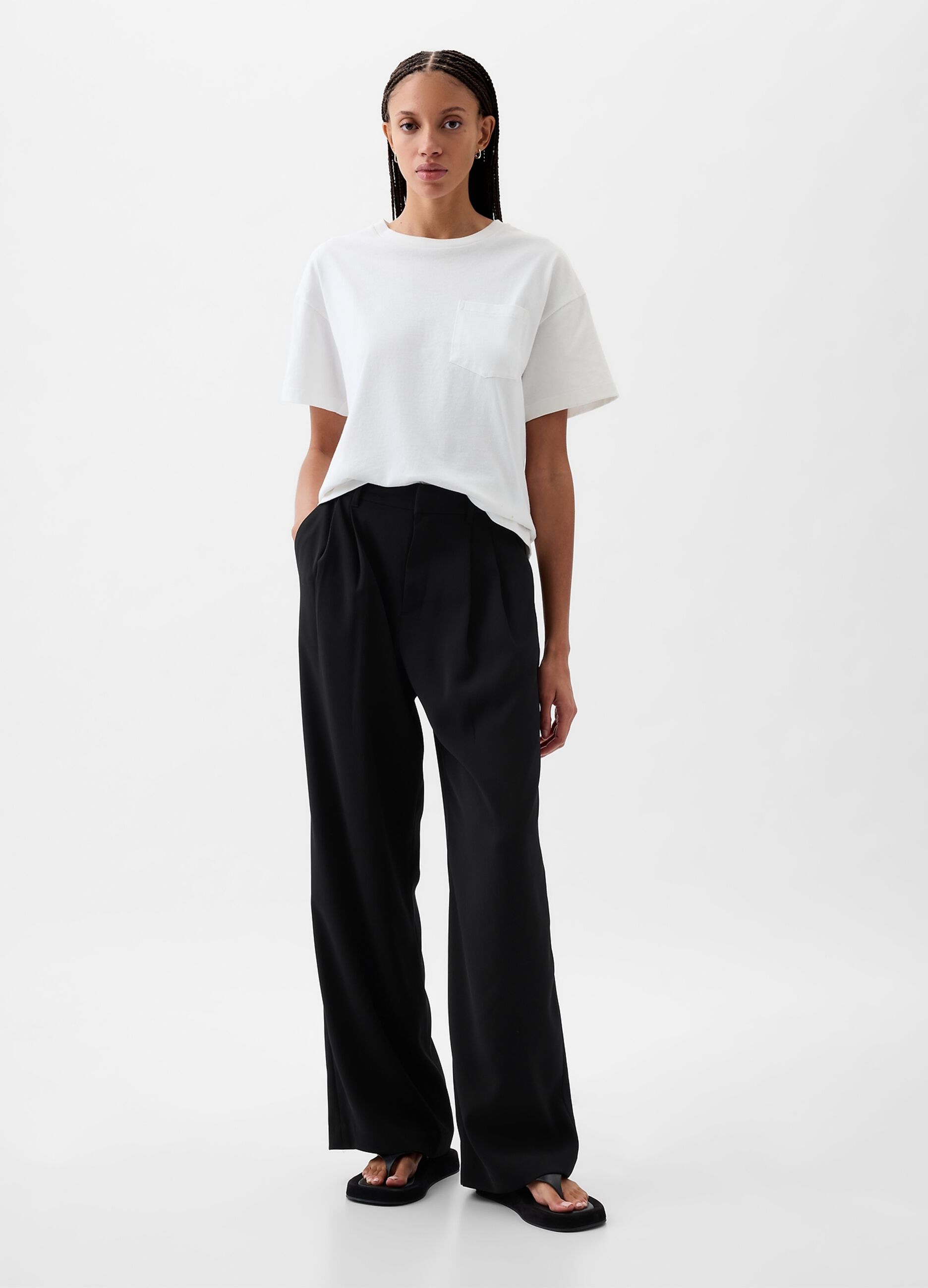 Pantaloni a palazzo a vita alta con pinces