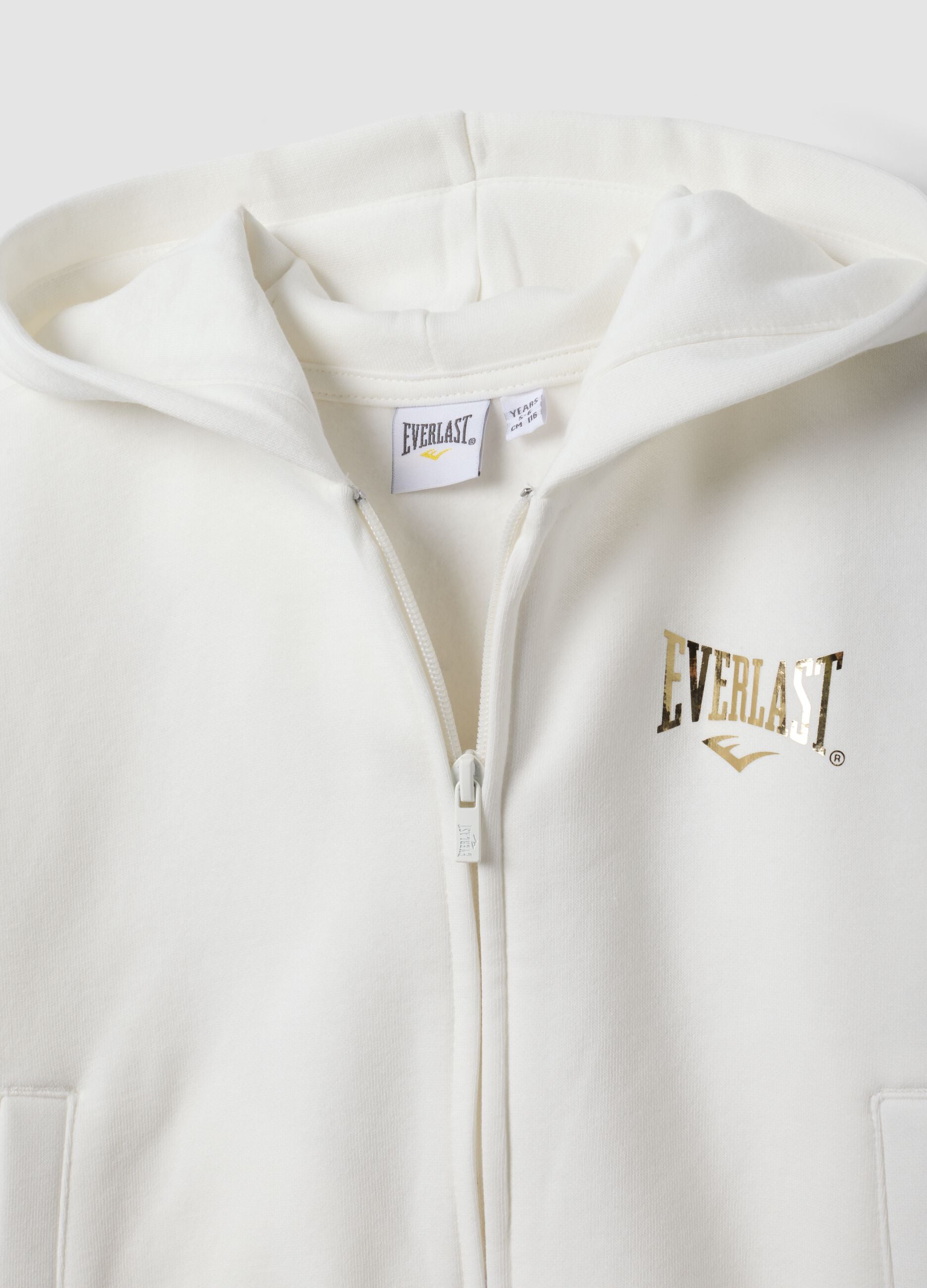 White cotton-blend hooded sweatshirt for girls