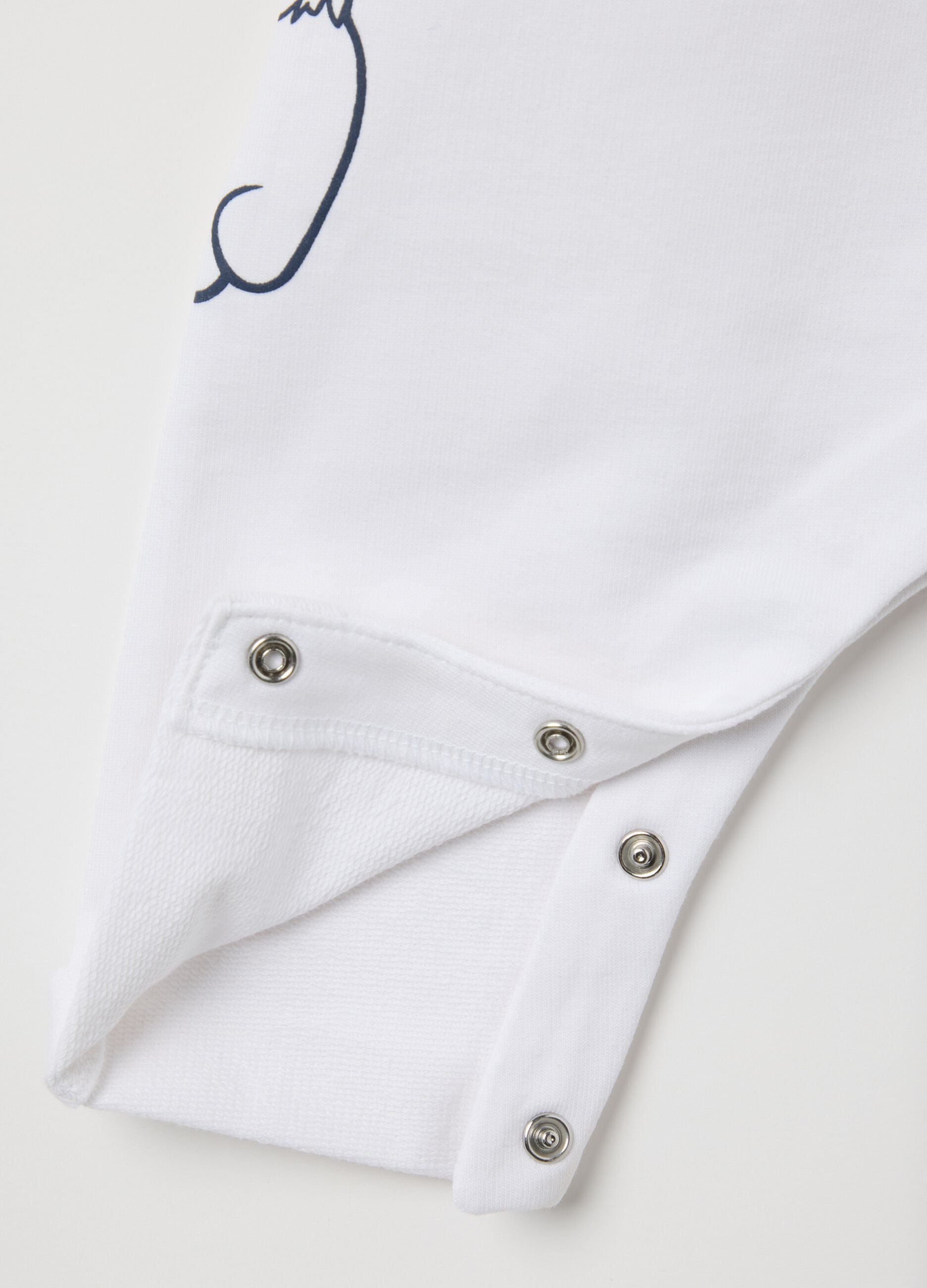 White pure cotton baby onesie with print