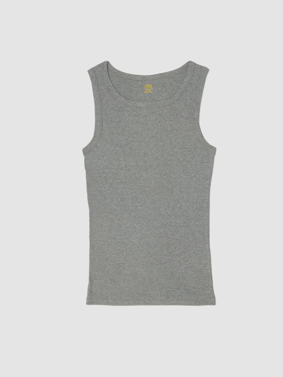 Grey regular fit cotton tank top_4