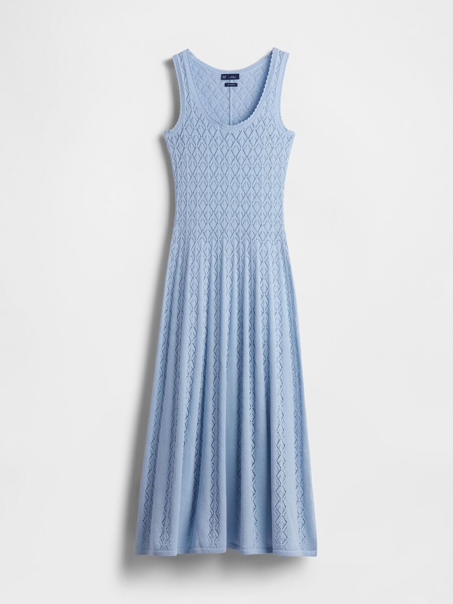 Vestito lungo in puro cotone con lavorazione crochet_4