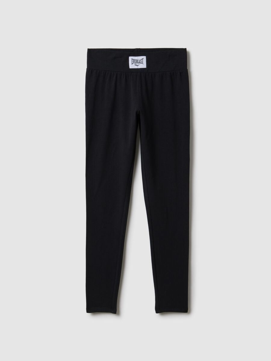 Black stretch cotton leggings regular fit with Everlast logo_4