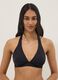 Black stretch triangle bikini top_0