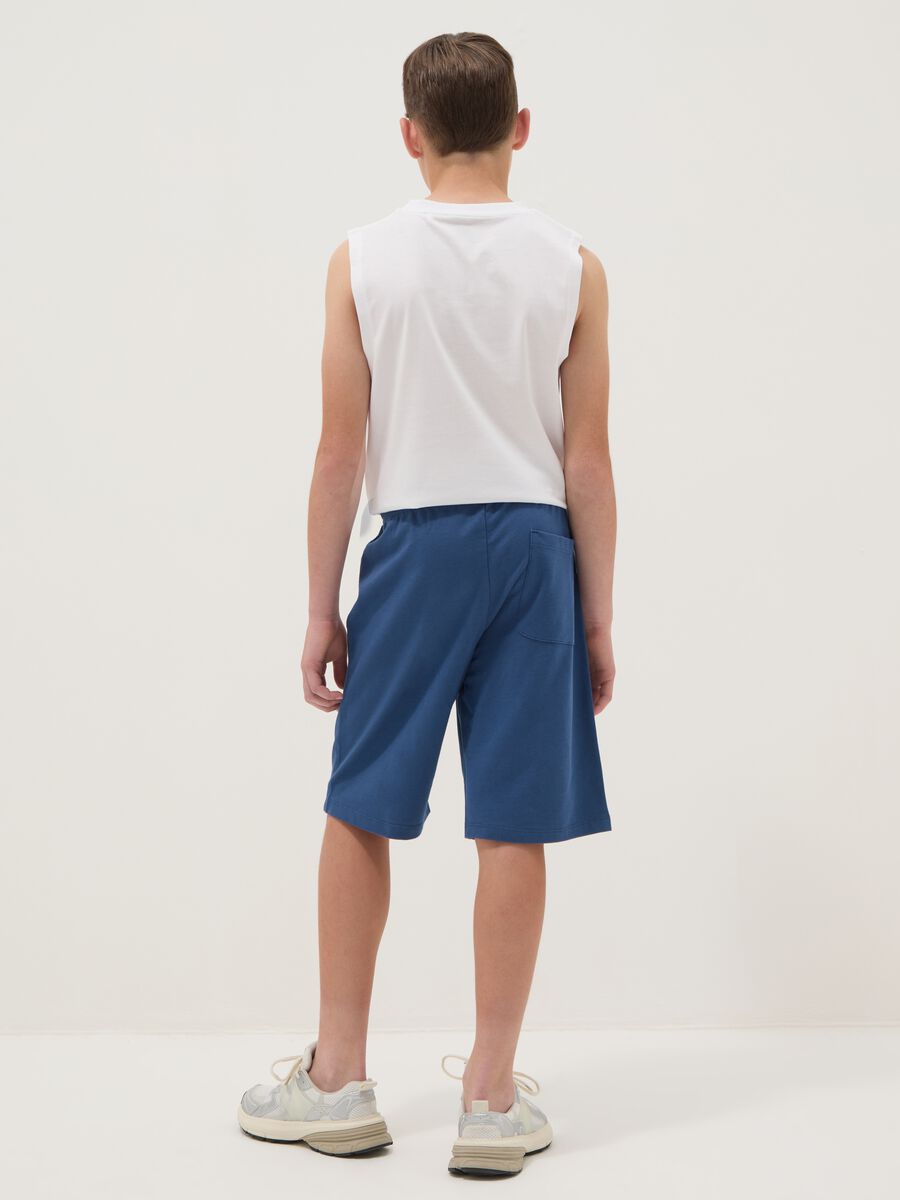 Boy's regular fit blue pure cotton shorts_1