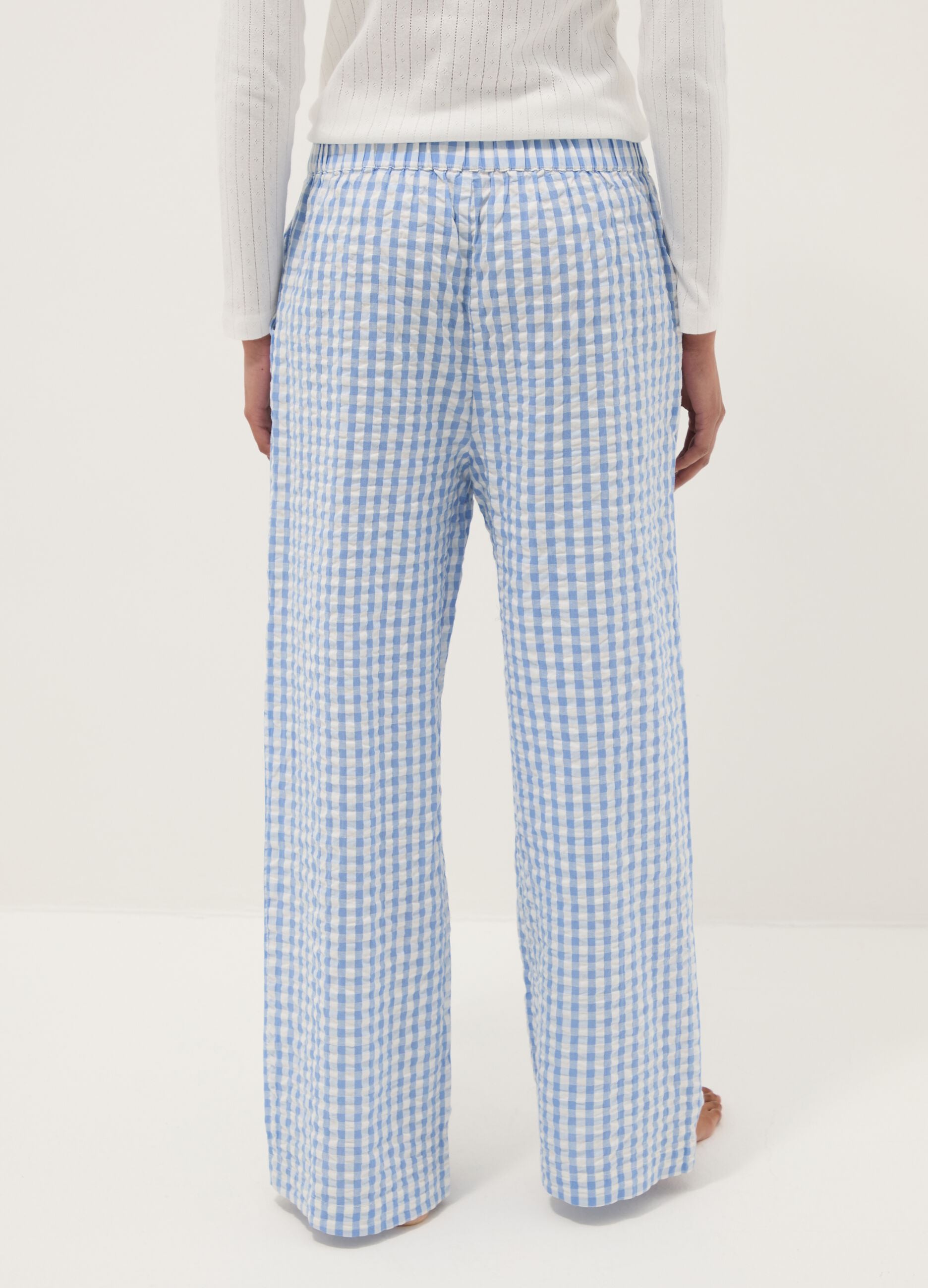 Multicolour check pure cotton pyjama trousers regular fit
