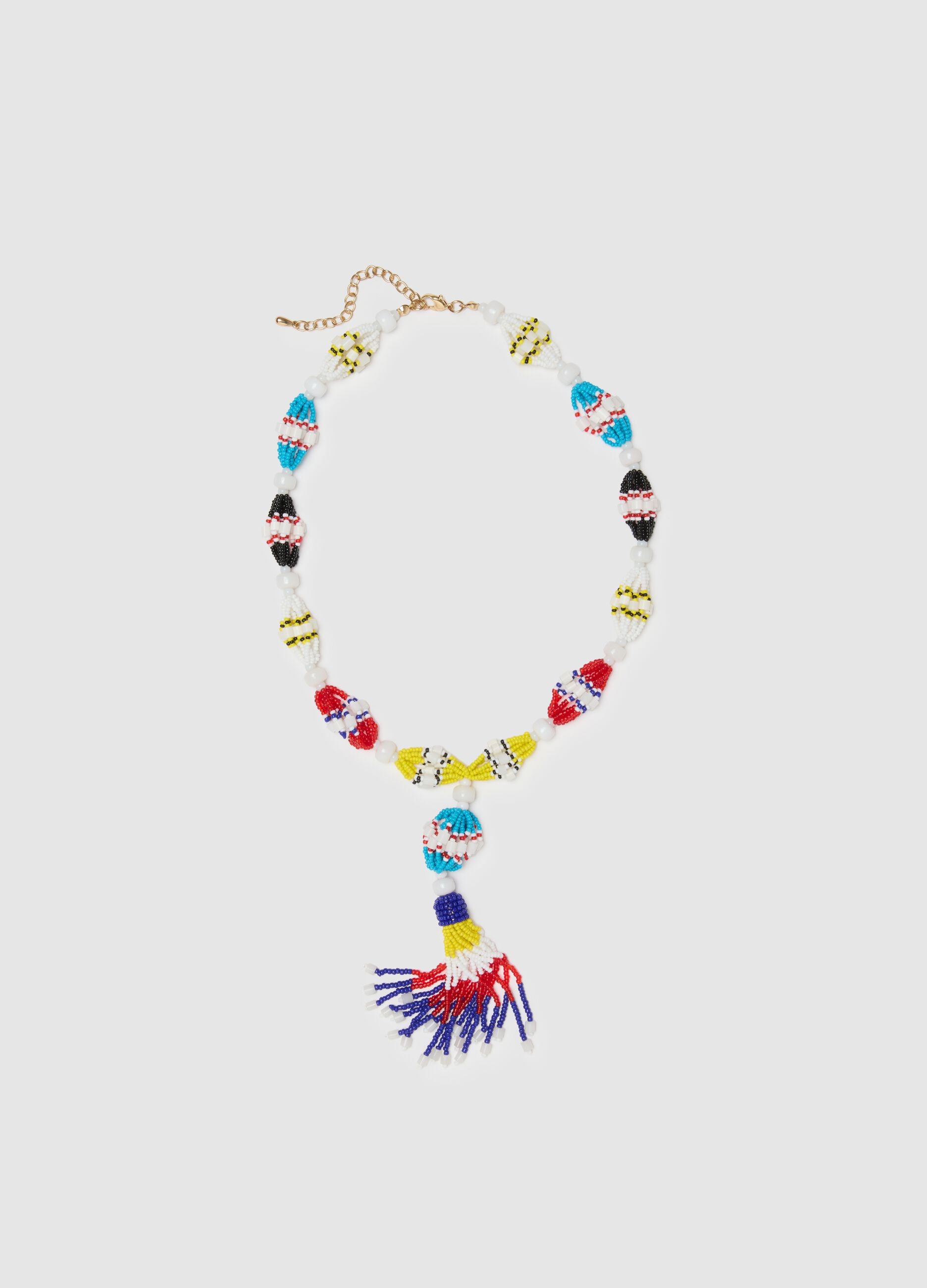 Multicoloured glass necklace with pendant