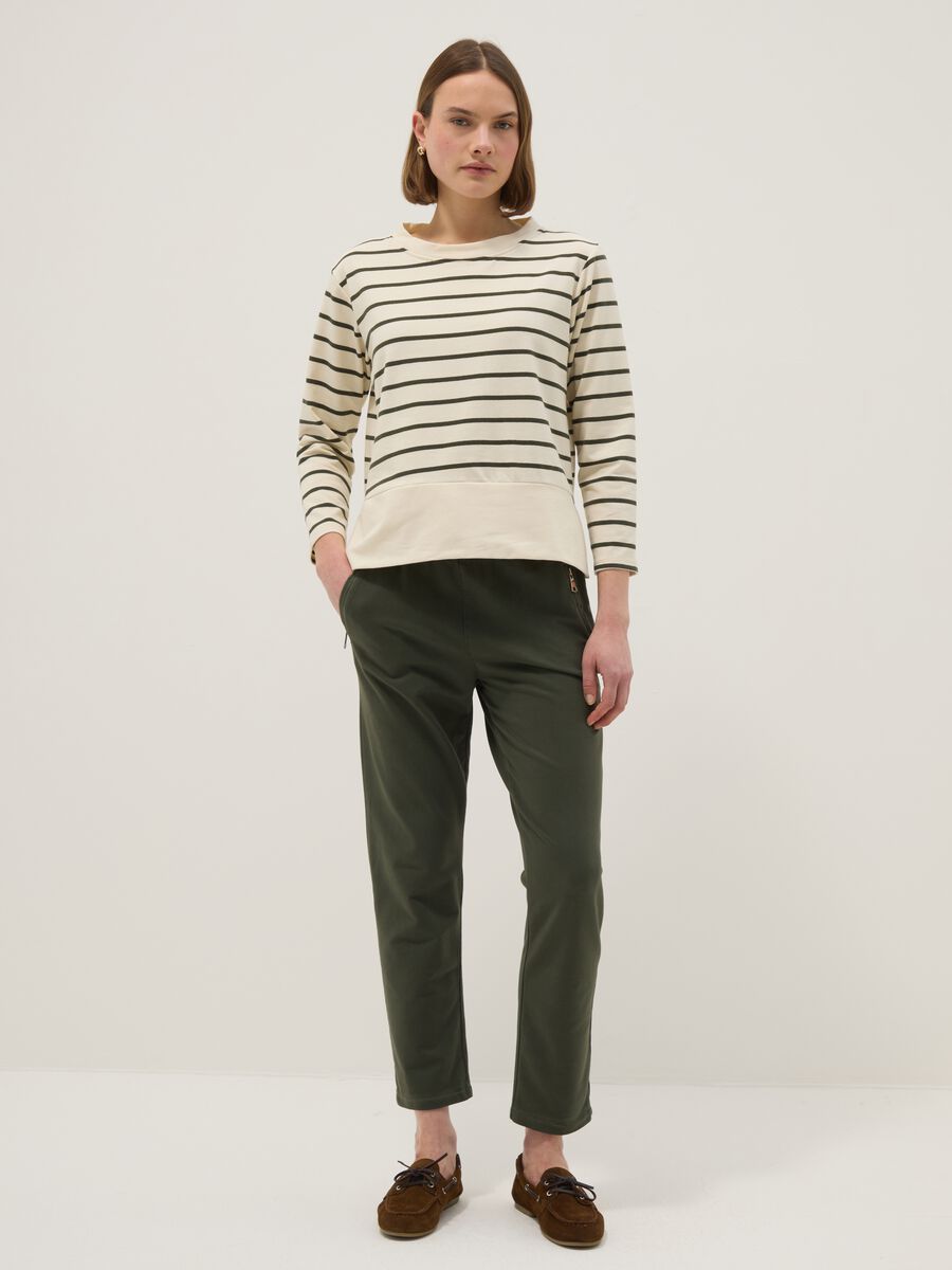 Green stretch cotton trousers with regular fit_0