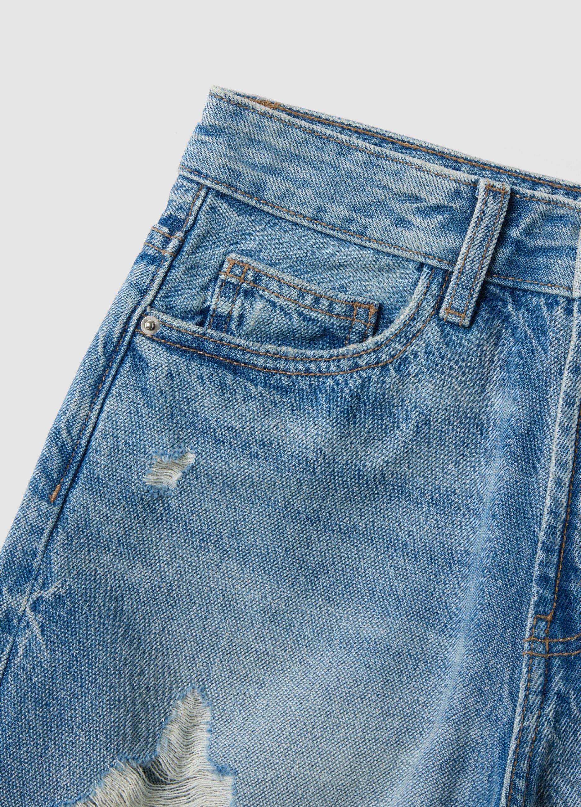 Light blue pure cotton denim shorts