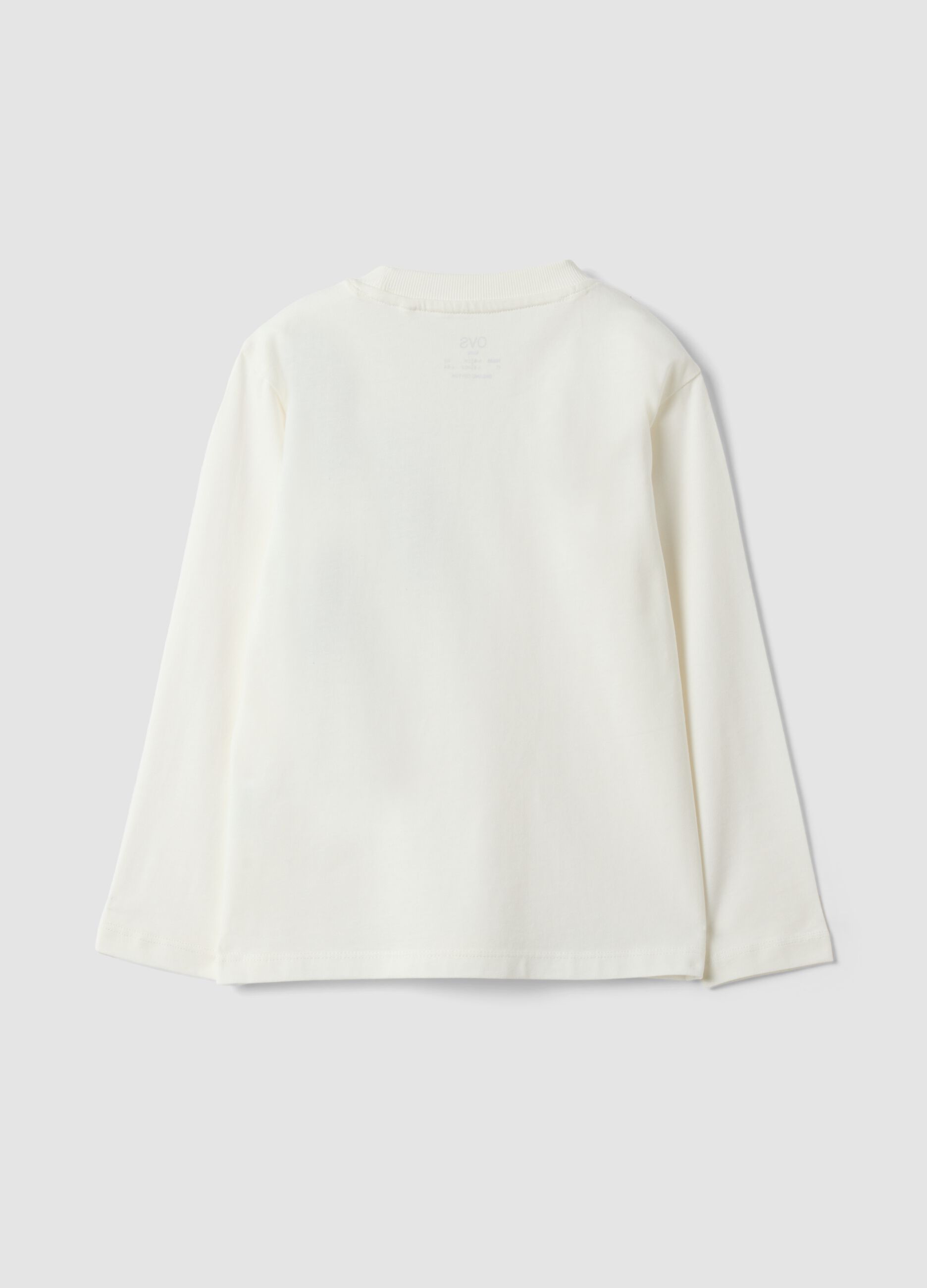 White organic cotton T-shirt with college print for boys