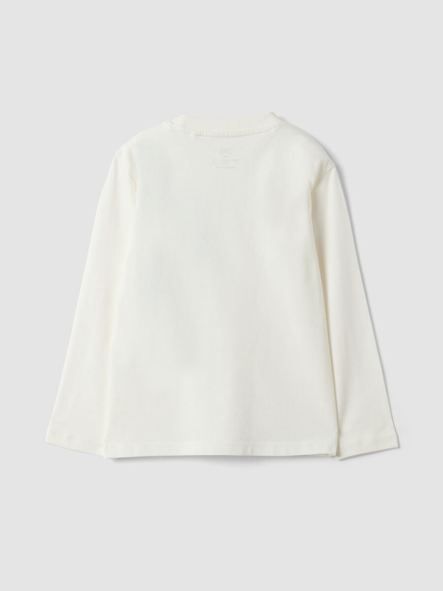 White organic cotton T-shirt with college print for boys_1