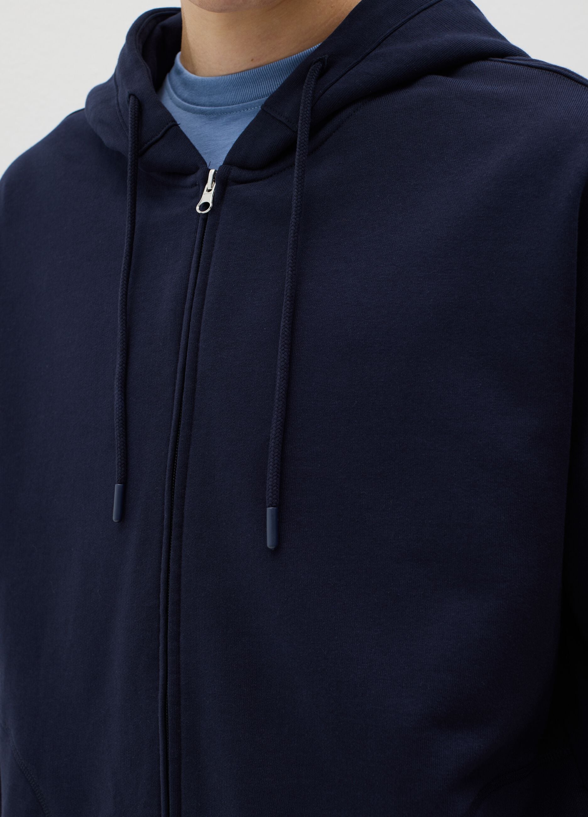 Over-fit full-zip sweatshirt in cotton with hood