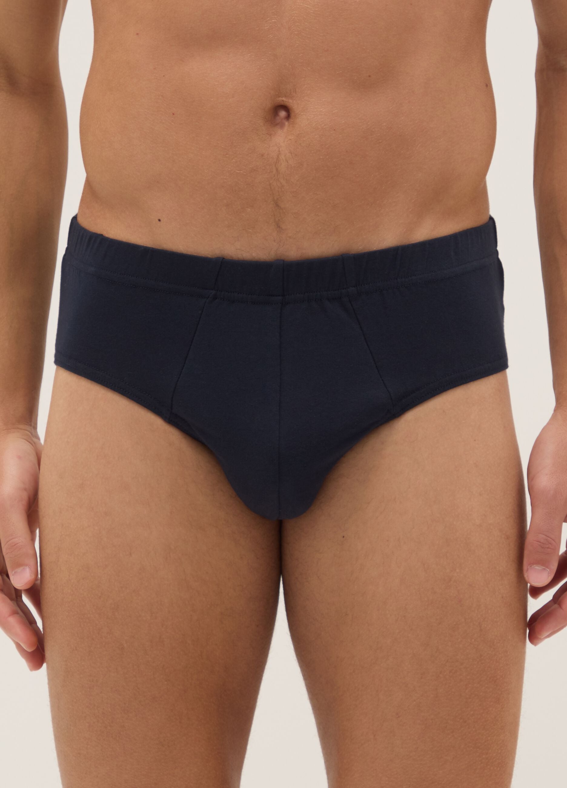 Blue stretch cotton briefs with a snug fit