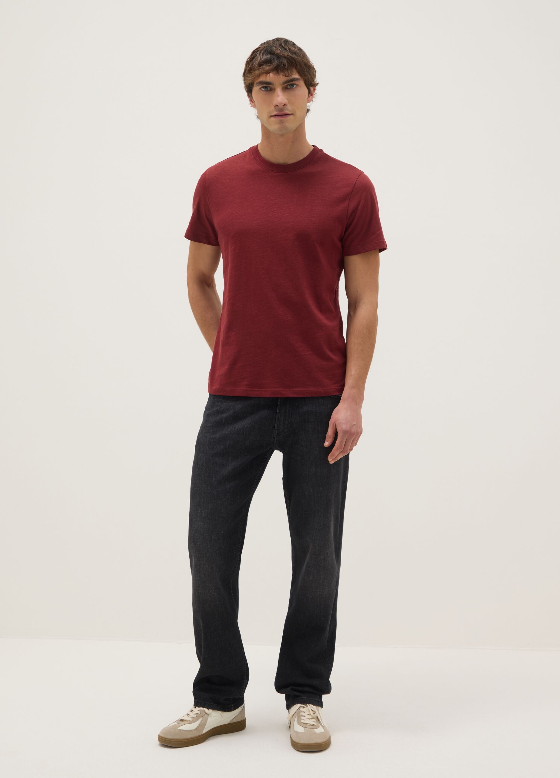 Red pure cotton regular fit t-shirt
