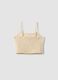 Girls' slim fit beige short top in linen and cotton blend_4
