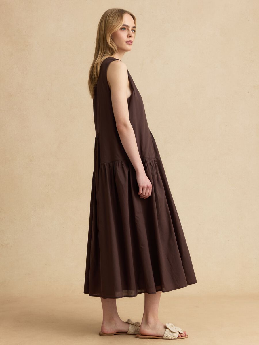 Brown pure cotton midi dress_1