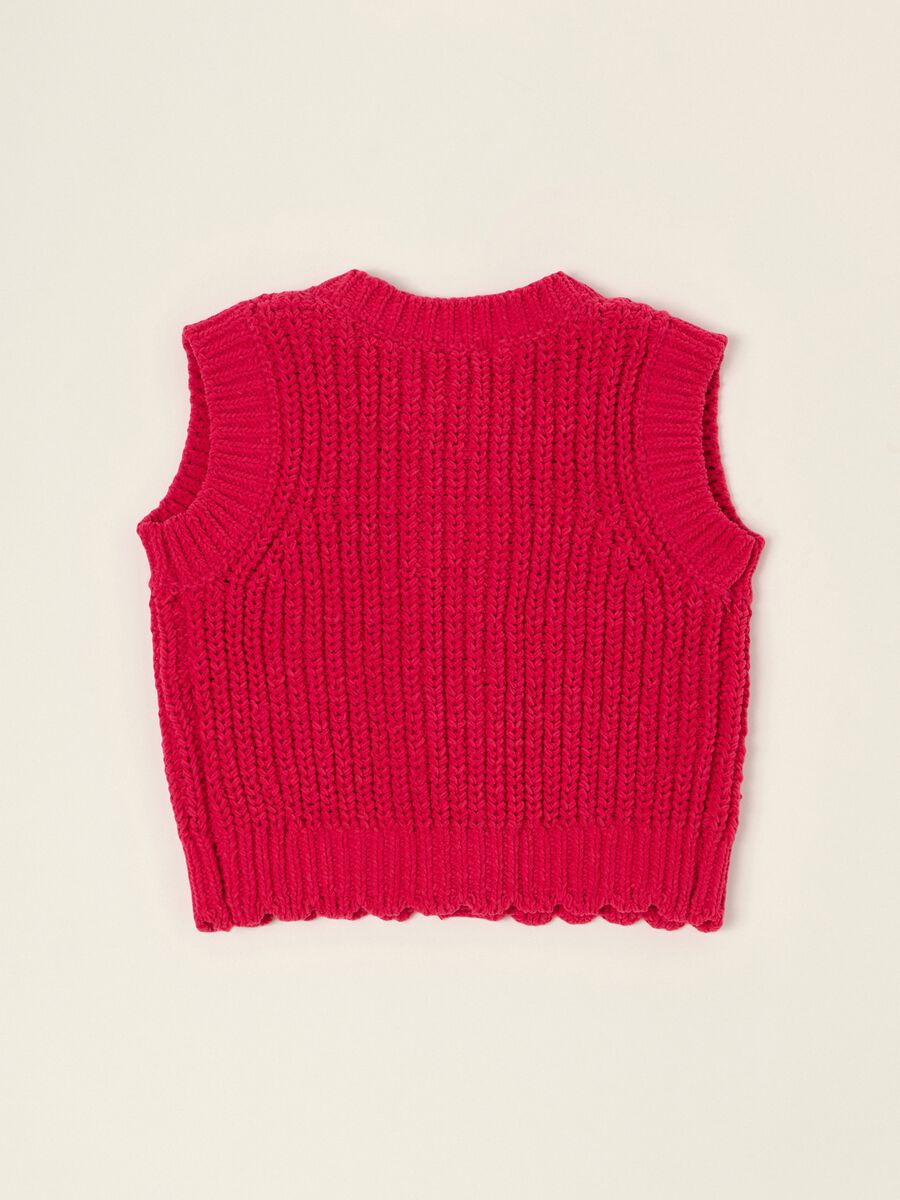Cardigan rosso in maglia per neonata regular fit_2