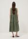 Green sleeveless pure cotton dress with tiered skirt, regular fit_3