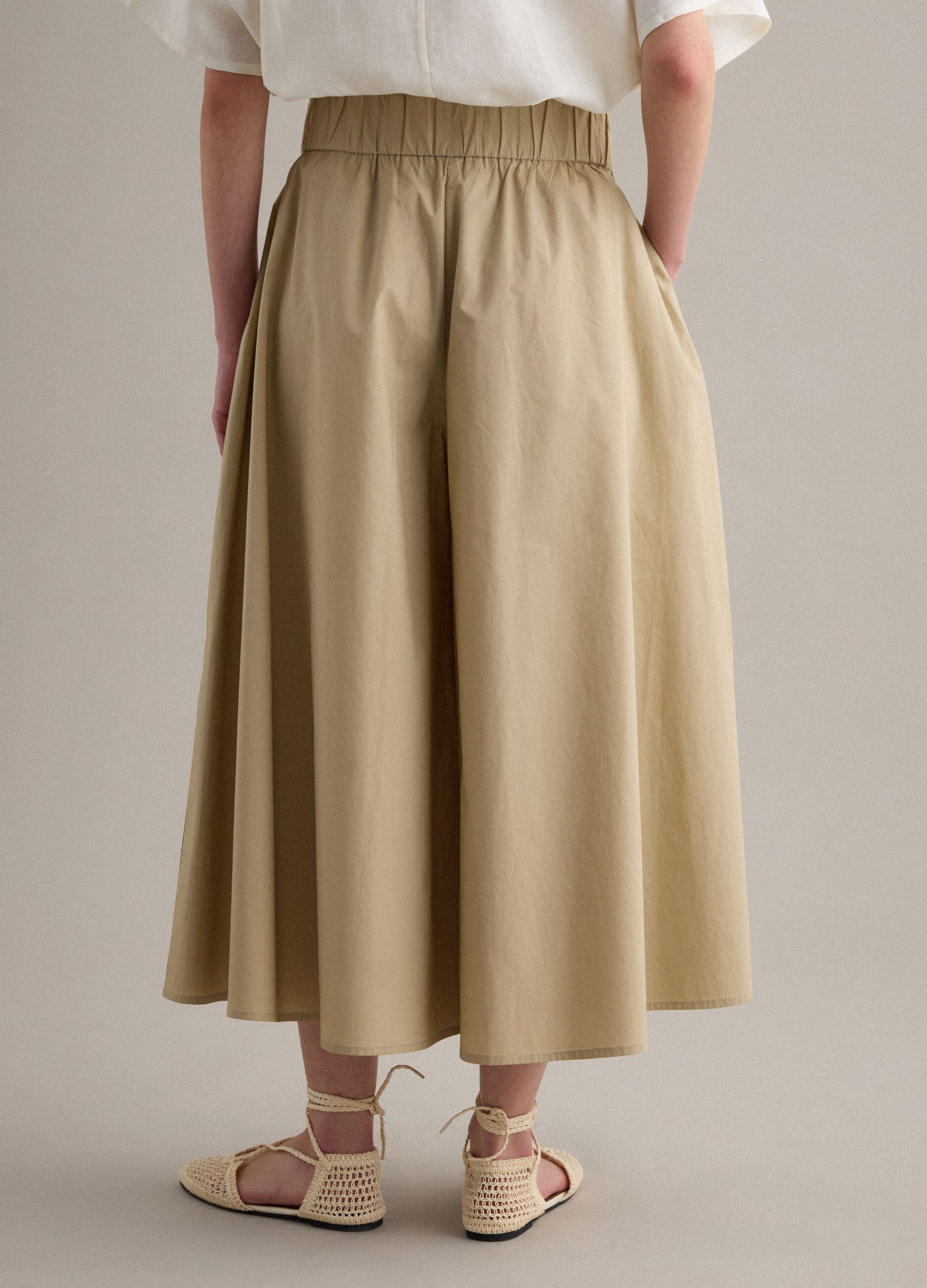 Beige long skirt in pure cotton