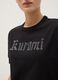 Regular fit black pure cotton T-shirt with Kuromi print and rhinestones_3