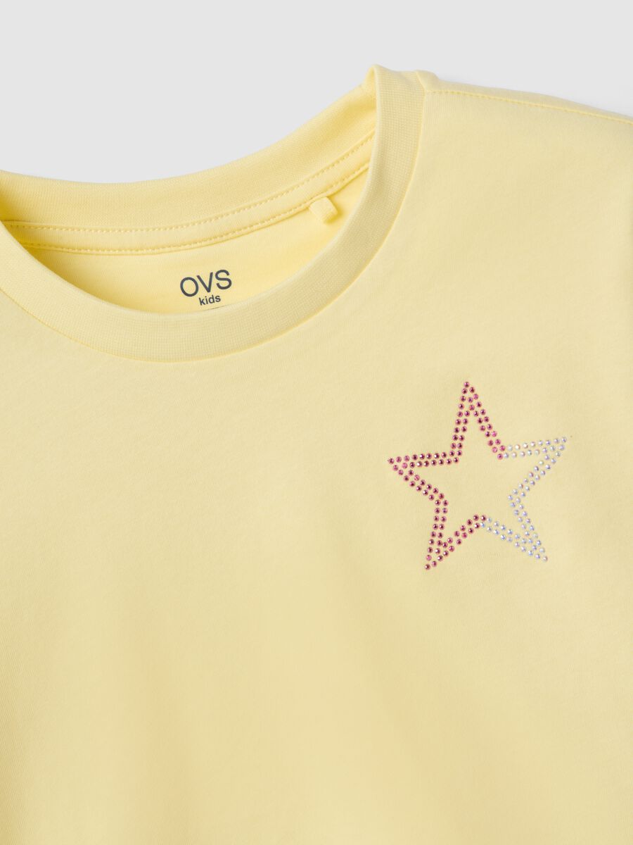 Girl's pure cotton boxy fit yellow t-shirt with star_2