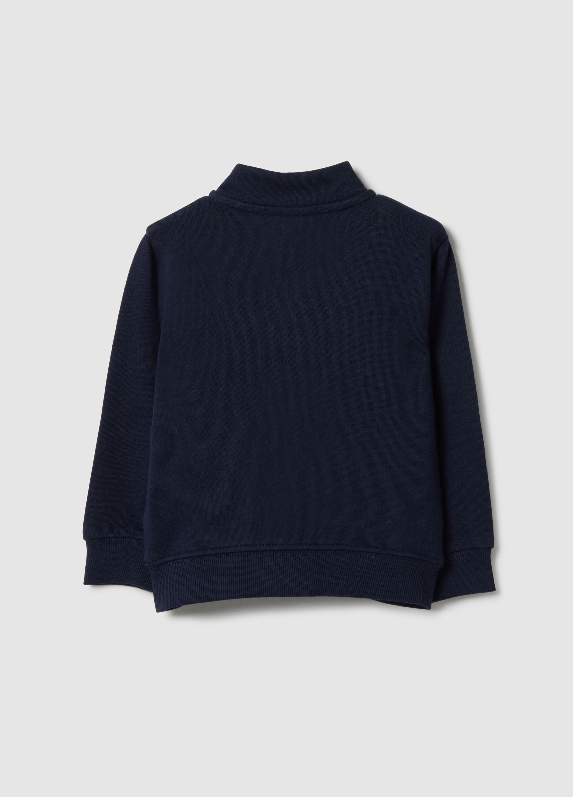 Blue pure cotton sweatshirt for boys, regular fit with zip