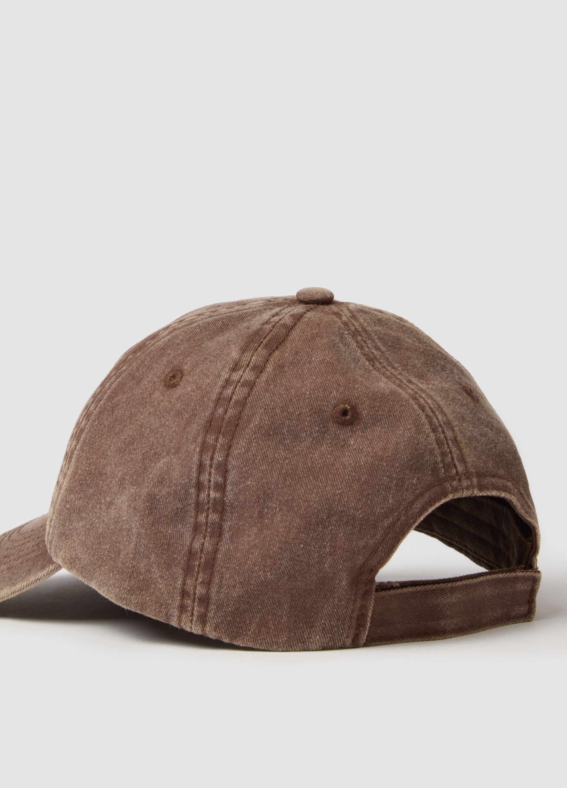 Brown pure cotton baseball cap with embroidery