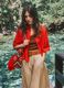 Red pure cotton shirt with chest pocket, oversized fit_0