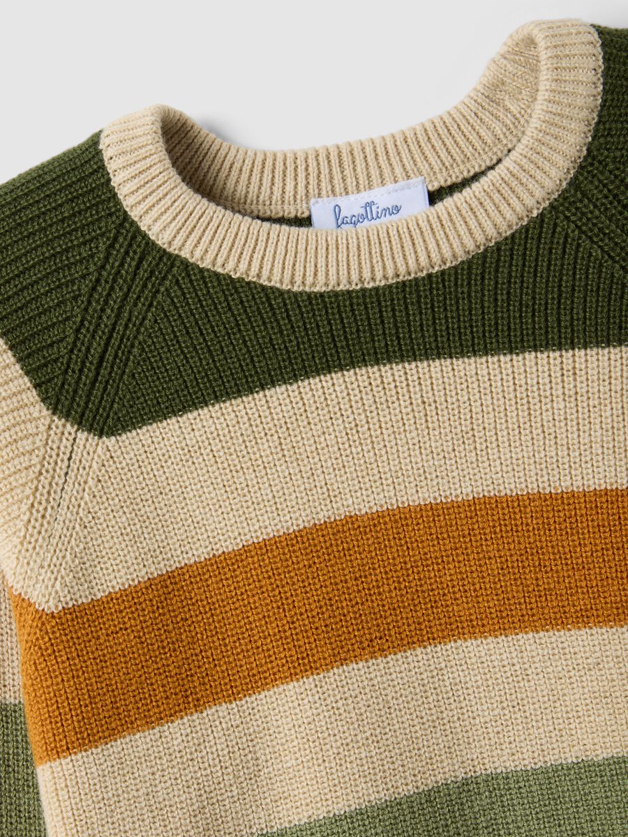 Boys&rsquo; multicolour striped cotton-blend jumper with buttons, regular fit_2