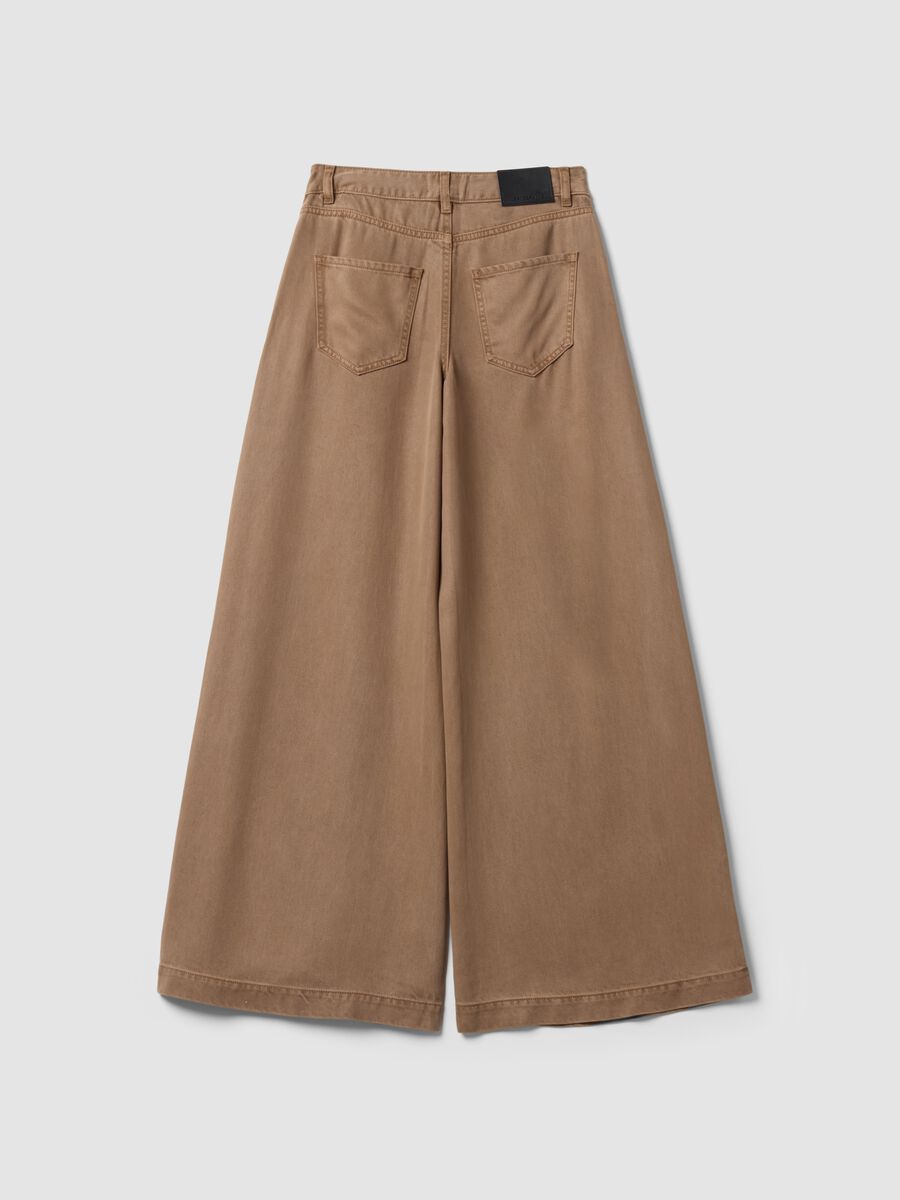 Jeans marroni wide leg in puro lyocell_1