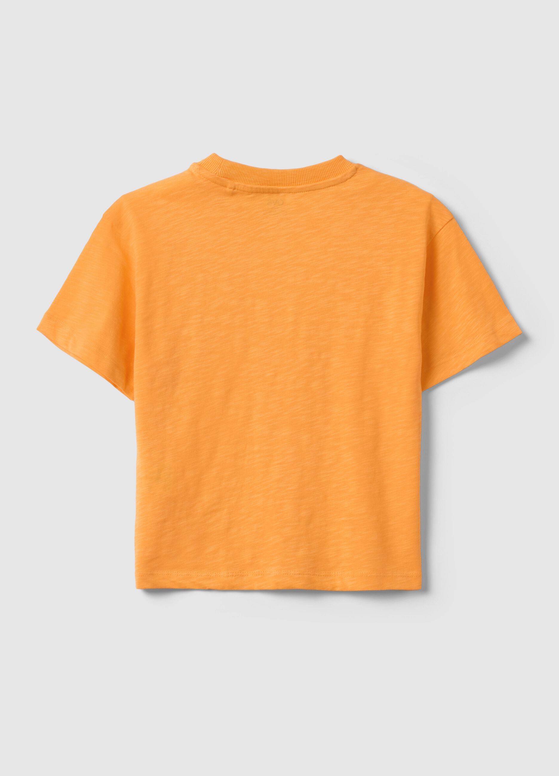 Orange crew neck pure cotton oversized fit kids t-shirt