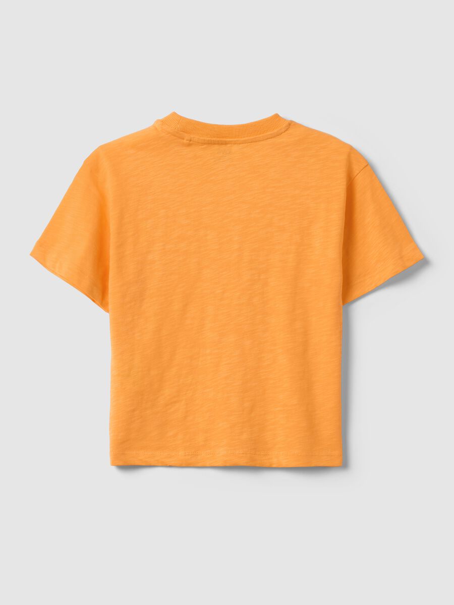 Orange crew neck pure cotton oversized fit kids t-shirt_1