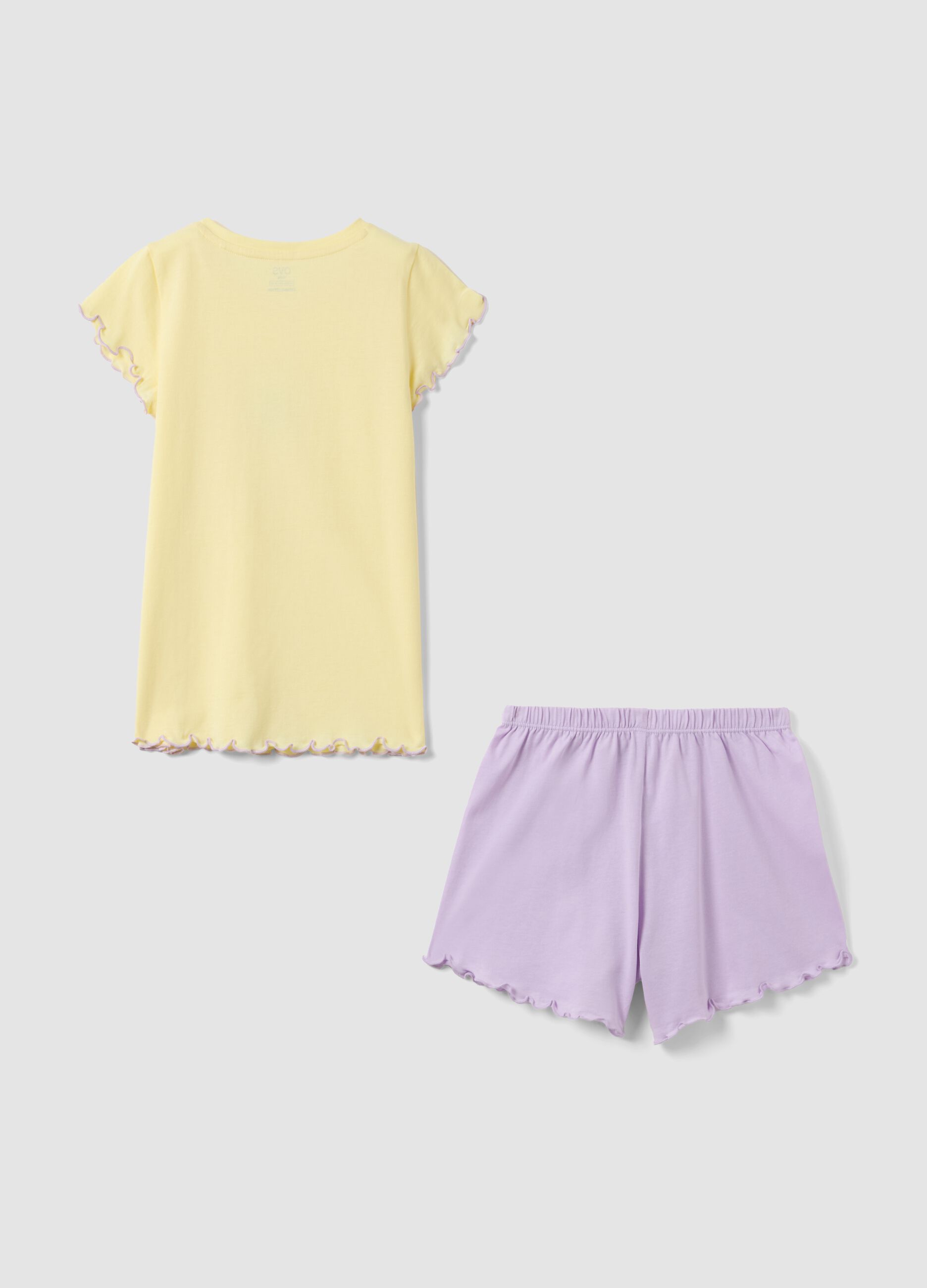 Girls' regular fit multi-coloured pure cotton short pyjamas