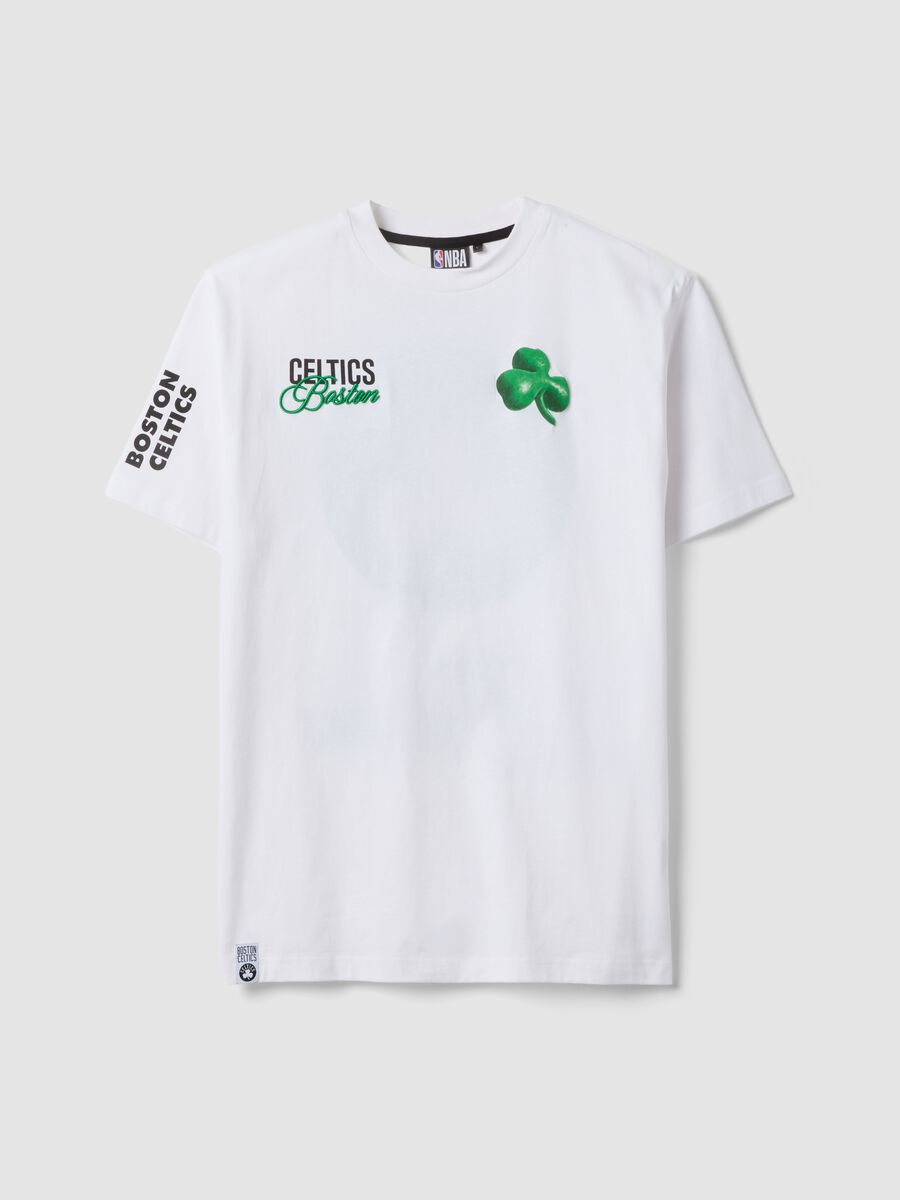 White pure cotton T-shirt with Boston Celtics logo_4