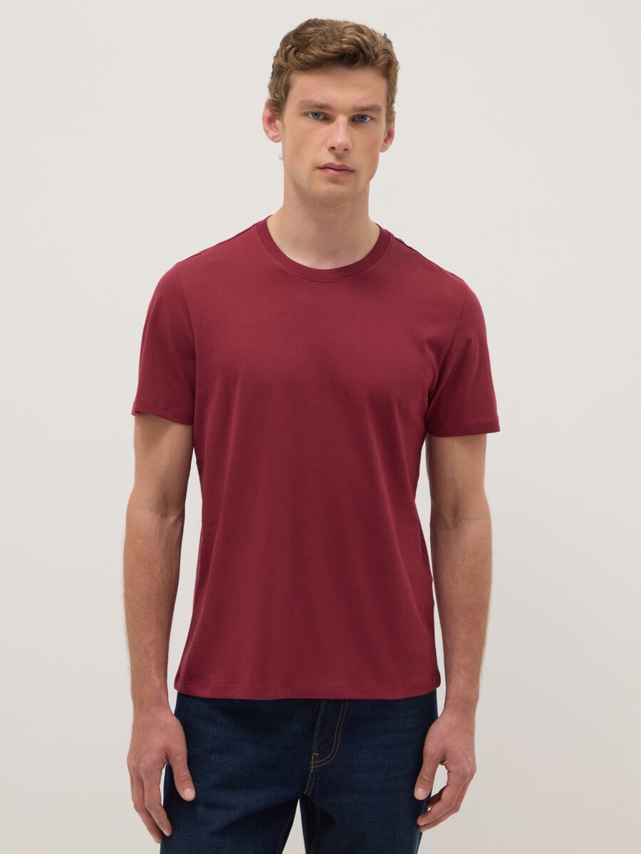 Red T-shirt in pure cotton regular fit_1