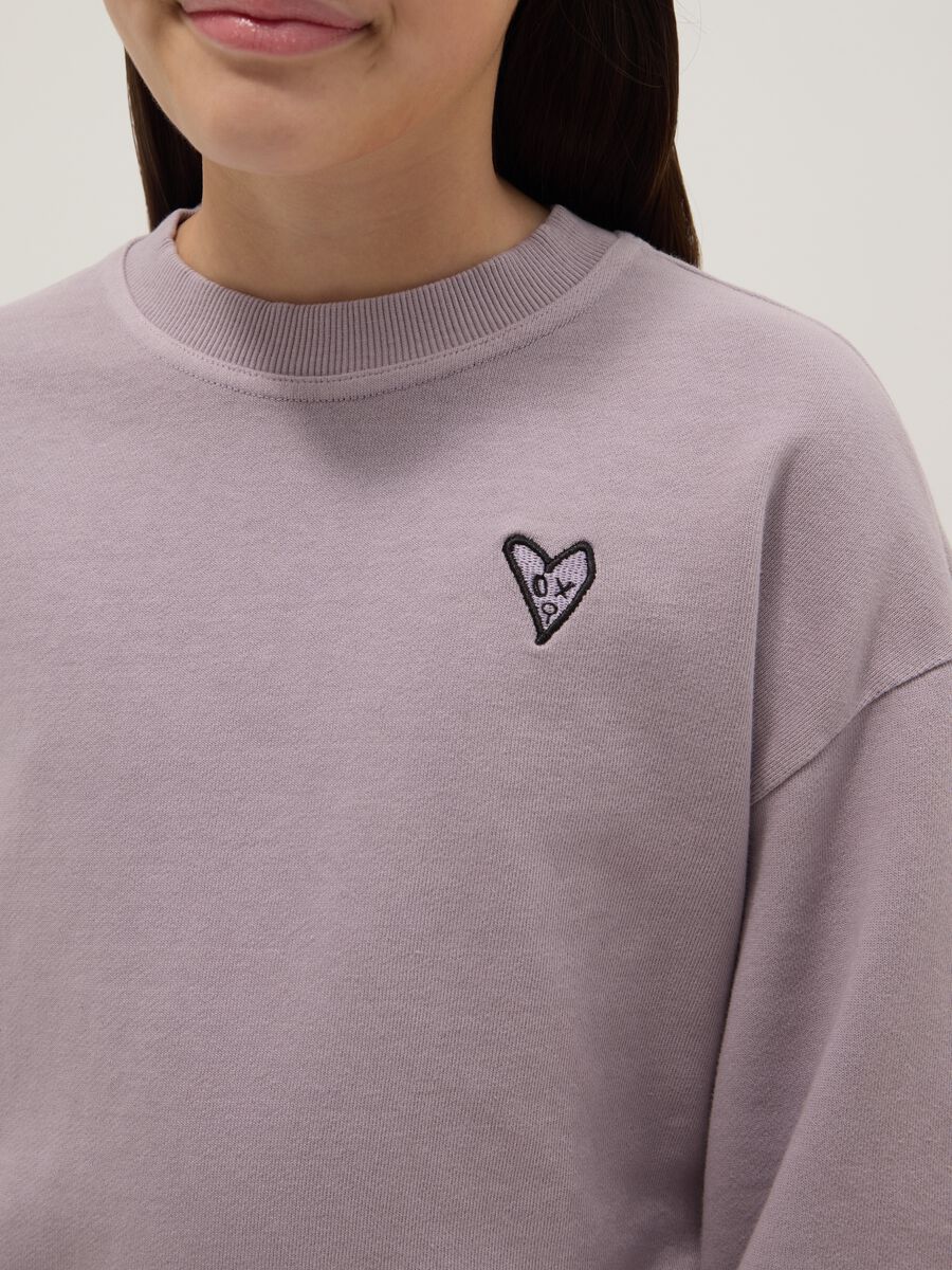 Oversized fit purple cotton crew neck sweatshirt for girls_2