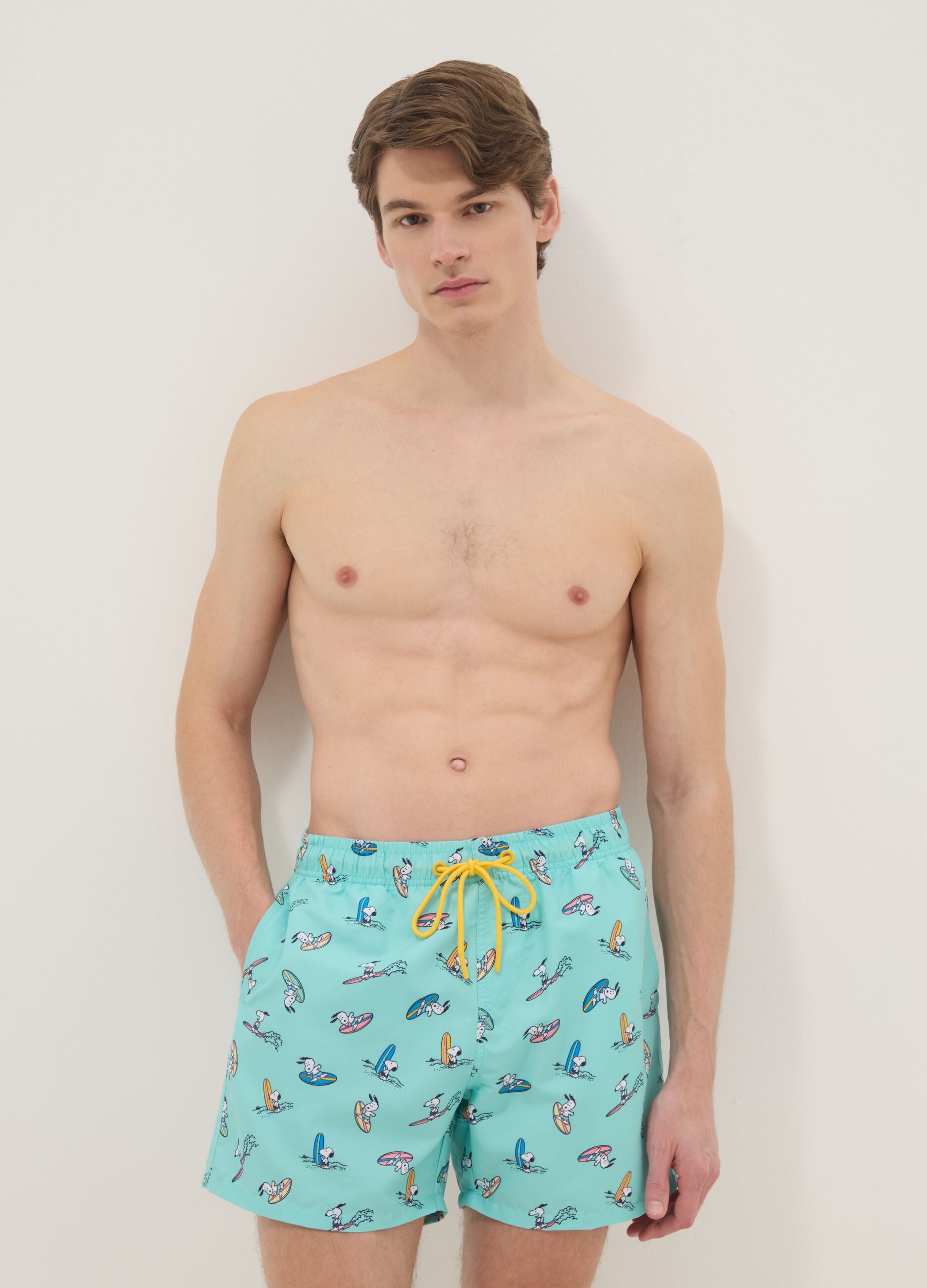 Blue swimsuit with Snoopy surf prints