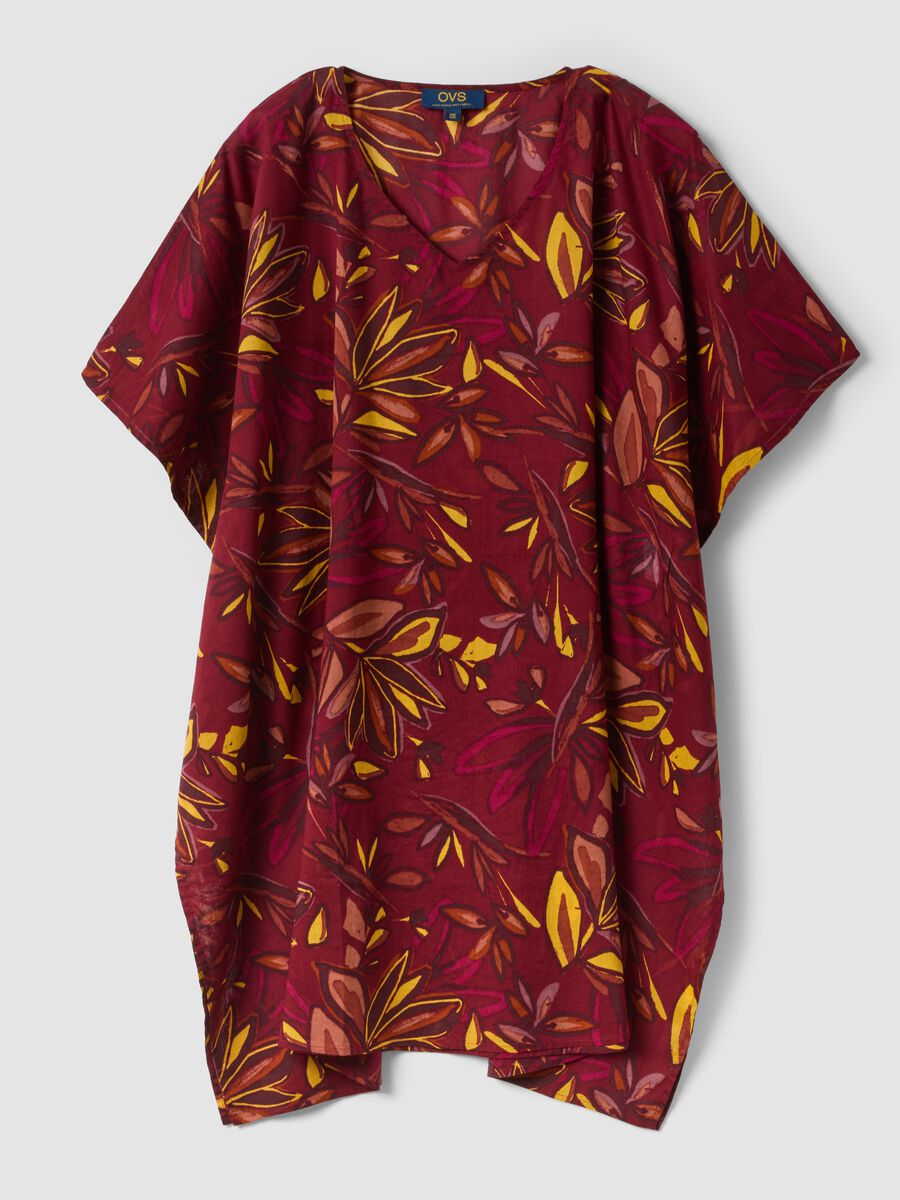 Multicolour pure cotton beach cover-up with floral print_4
