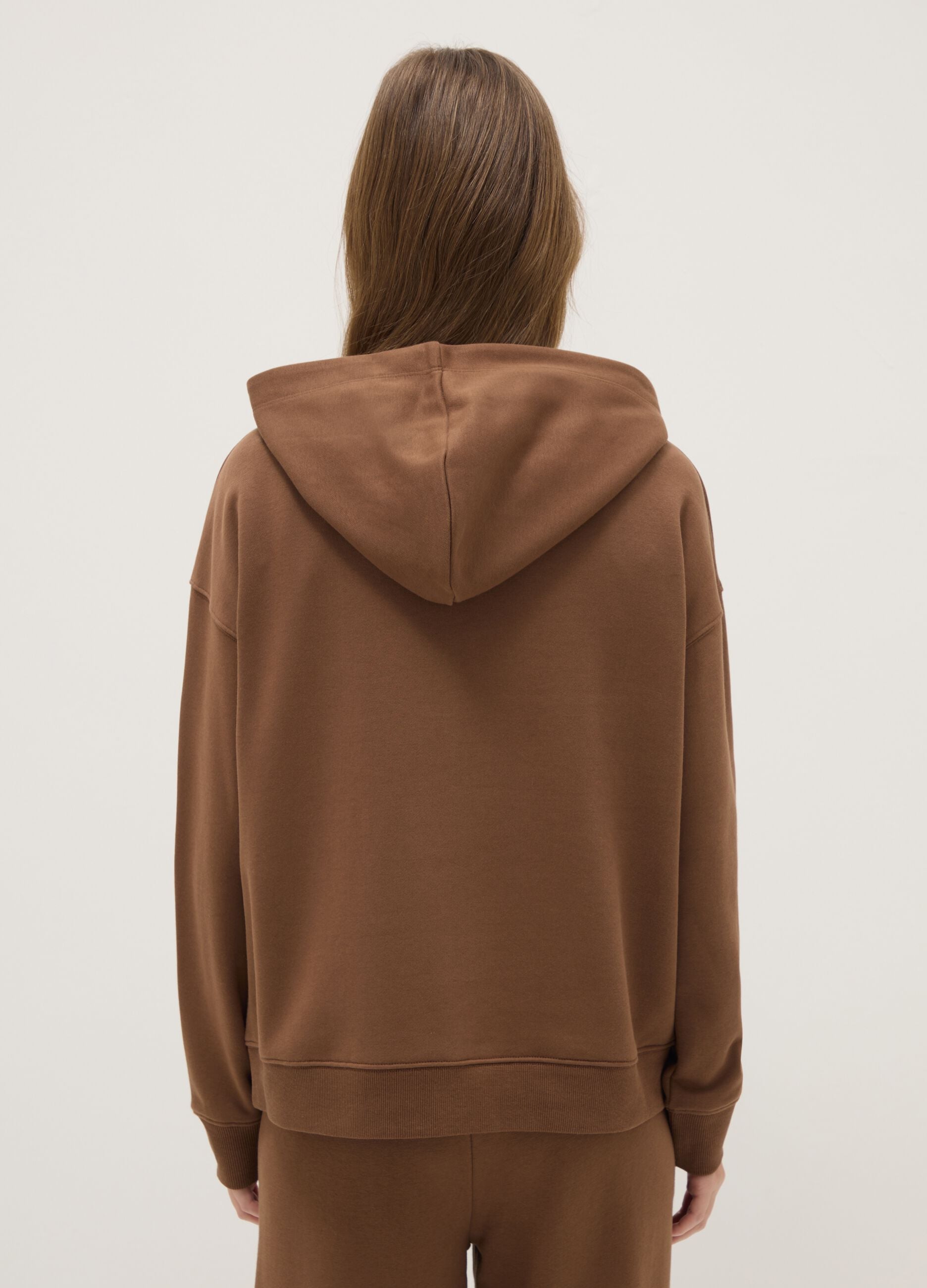 Brown cotton blend hoodie regular fit