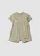 Green organic cotton baby romper with animal print_0