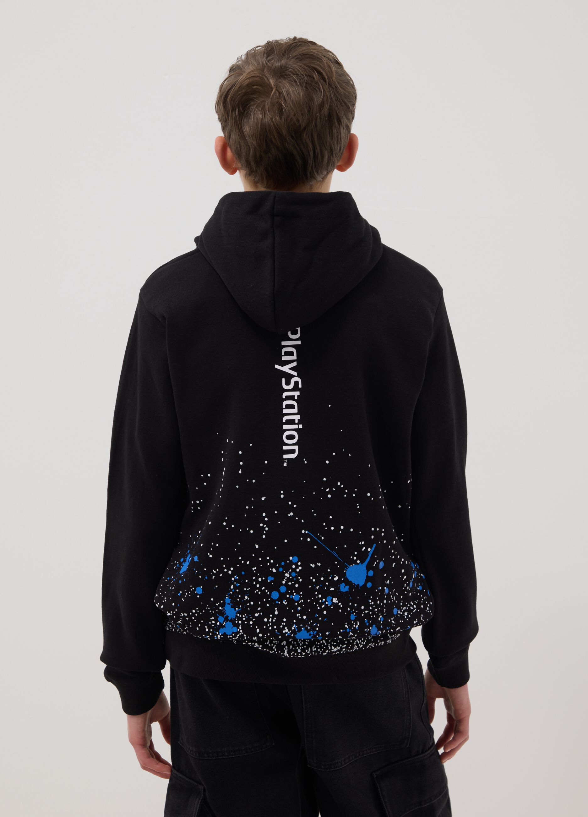 Kids' black cotton blend PlayStation hoodie
