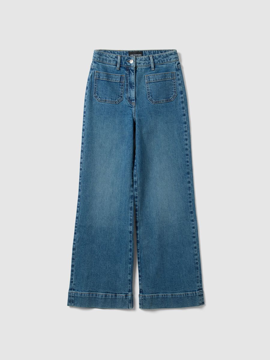 Stretch denim cotton trousers regular fit_0