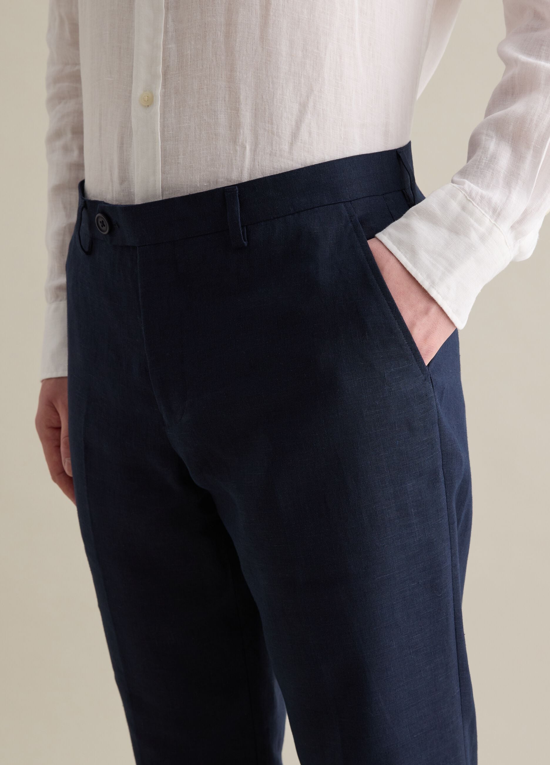 Contemporary regular-fit trousers in linen