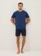 Pigiama corto in jersey di puro cotone organico blu regular fit_0
