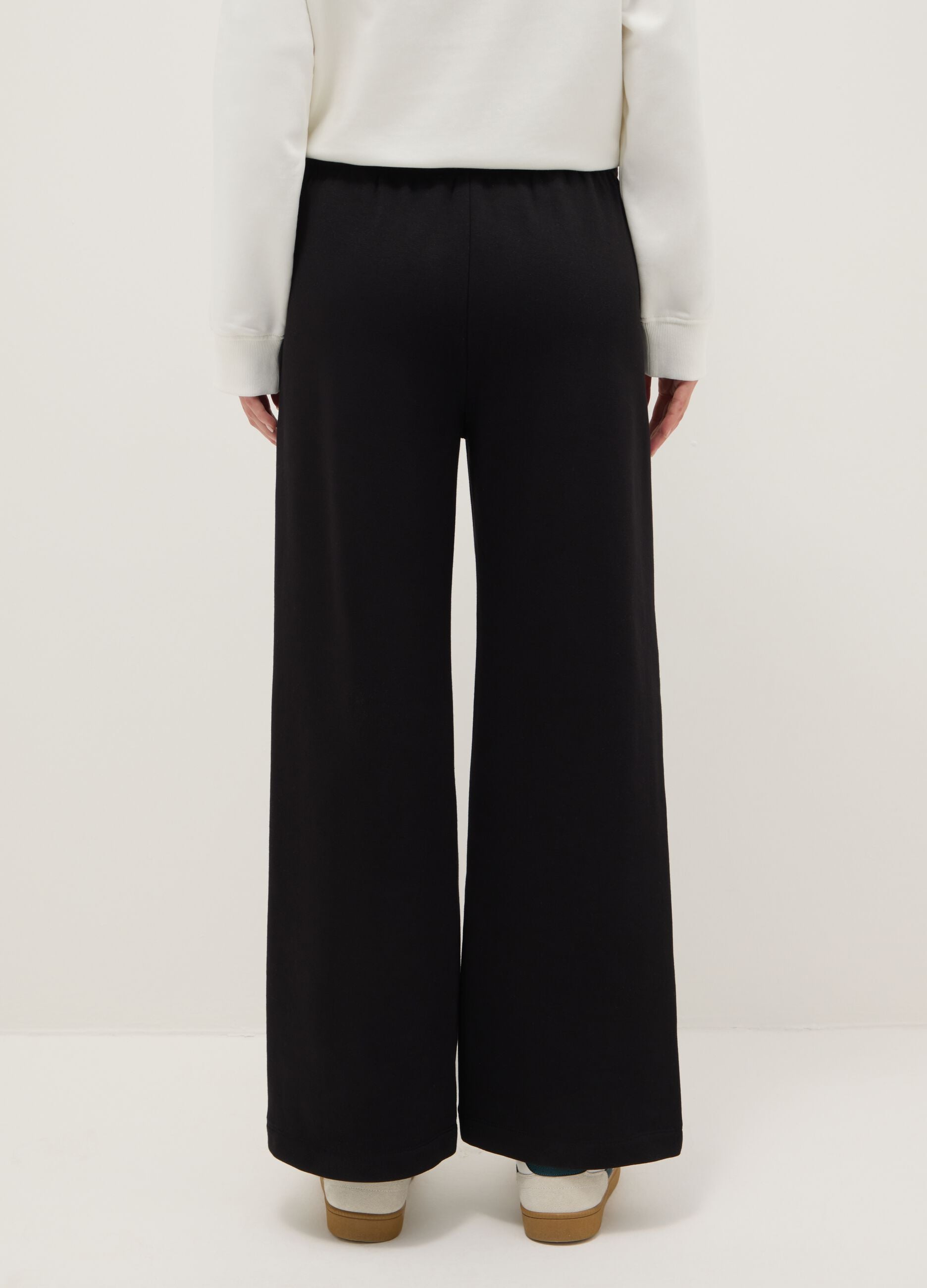 Black cotton blend regular fit joggers